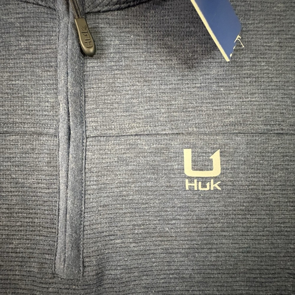 Huk Men's XL NWT Blue Ottoman Heather 1/4 Zip Pullover Performance Fishing - Picture 5 of 14